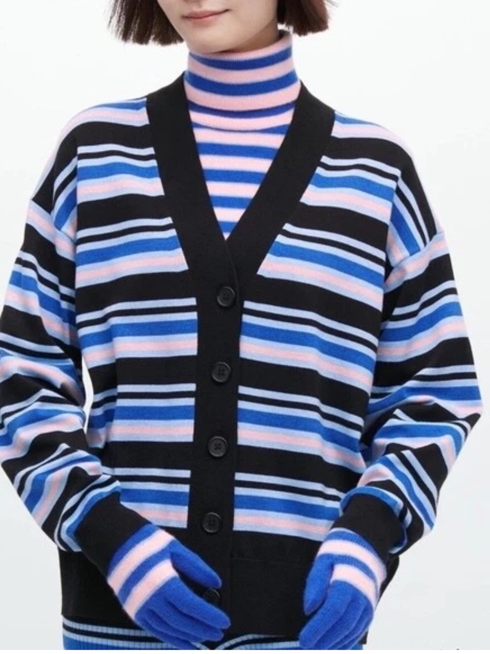UNIQLO x MARNI Collaboration Striped Oversized Cardigan Blue Women XS